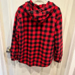 Boston‎ Traders Womens Flannel Sherpa Lined Shacket Size Large Red Photo 4