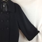Sandro Black Double Breasted Button Up 3/4 Sleeve Length Pea Coat L Photo 5