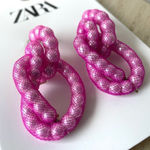 ZARA  Fuschia Pink Mesh Pearl Earrings.Never Worn Photo 0