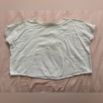 Vintage White Crop Top with Blue Embroidery Size L Photo 3