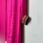 Marie Oliver Hot Pink Magenta Silk Long Sleeve Metallic Stripe Cuff Dress Size M Photo 7