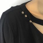 Ivanka Trump  Black Cutout Neck Silver Metallic Ball Trim Knit Top M NEW Photo 4