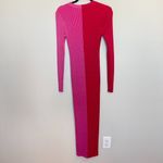 STAUD Shoko Two Tone Split Cardigan Dress Size Large Color Pink Red Photo 4