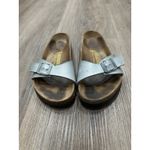 Birkenstock Women's Silver Buckle Sandals Silver Slide Size 37. boho Photo 1