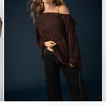 Sheer glittery off the shoulder top Brown Photo 2