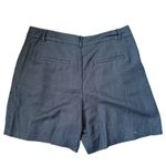 Loft ER  Linen Blend Shorts Pleated High Waist Career Casual‎ Black Size 10 Photo 1