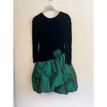 Vintage 80’s Black Velvet & Green Bubble Skirt with V Photo 14