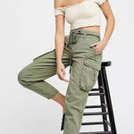 Free People NWT  Desert Cargo Pants High Rise Ankle Belted Cotton Womens Size 25 Photo 0