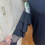 14th & Union  Black fancy sweatshirt with ruffled sleeves with mesh detail S Photo 2