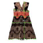 Sandro Paris Lace Overlay V Neck Dress Red Black Women's Size Small Photo 1