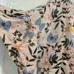 Lemire G Women’s Sz: M Linen Floral Butterfly Flutter Bell Sleeve Top. Blue Size M Photo 8