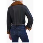 Rebecca Minkoff Faux Shearling Vegan Leather Moto Jacket, Black/Brown, Large NWT Photo 2