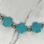 Faux Turquoise Beaded Cross Stretch Necklace Photo 1