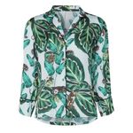 LoboRosa Tropical Palm Leaf Leopard Monkey Jungle Print Pajama Style Shirt Sz L Size L Photo 1