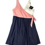 Zaful US 8-10 One Piece Swimdress Swimsuit Color Block V-Neck Wrap Tie Side NWT Photo 0