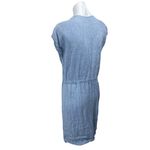 Elsa Esturgie Blue 100% Linen Short Sleeve Tie Waist Blouson Mini Shirt Dress 6 Photo 1