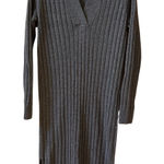 Nordstrom 100% Cashmere Ribbed V-Neck Midi Dress - M Photo 0