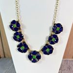 EUC Kate Spade Izu Blue Green Faceted Stone Floral Flower Statement Necklace Photo 0