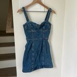 Reformation  Nikki Bustier Denim Mini Dress in Blue Jean Photo 3