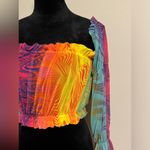 Black Bead EUC  Rainbow Y2K Tube/Crop Top with Bell Sleeves size medium Photo 2