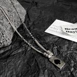 Titanium Steel Poker Card Pendant Necklace for Men Women,Punk Hip Hop Necklace Silver Photo 2