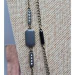 Loft Black & Gray Double Chain Gun Metal, Enamel & Crystal Station Necklace 32" Photo 7