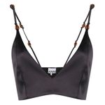 Ganni Bead-embellished shirred satin bra top Photo 0