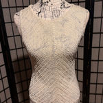 Vintage Knit Embellish bead crochet shiny coastal club mesh net tank cami fit White Size M Photo 0