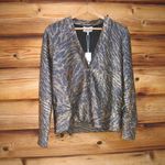 Ganni NWT  Metallic Jersey Animal Print Cardigan Top Photo 2