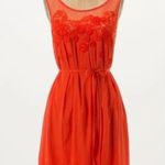 Anthropologie Meadow Rue Orange Goddess Illusion Floral Embellished Dress Size 2 Photo 10