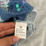 Boutique Blue Striped Knit Sequin Halter Tank Top Y2K 2000s Mermaid Coastal Photo 5