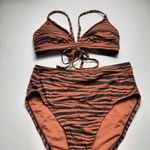 Kona Sol  bikini Swimsuit Women's Medium Brown Black Animal Print Swimwear Photo 4