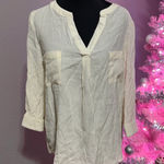 E & M NWT  Cream V Neck Tunic Button Down Back Size Large. Style # EM6443 Photo 0