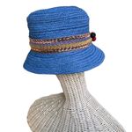 Giovannio Hat Blue Raffia Bucket Hat Blue Photo 1