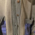 POL P.O.L. French Terry Oversized Shacket in vintage moss/blue plaid flannel western Photo 12