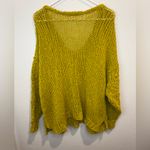 Free People  Sunday Shore Cotton Blend Chunky Open Knit V‎ Neck Yellow Sweater Photo 6