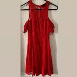 Material Girl Red Floral Lace cold shoulder Fit Flare A-line Mini Dress cocktail Photo 5
