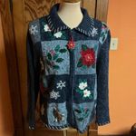 Tiara International Vintage 90s  Zip down Christmas Cardigan Photo 11