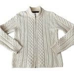 Inis Crafts Irish Cream Wool Zip Cable Knit high neck Cardigan size large Photo 0