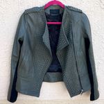 Nour Hammour Erin army green studded leather Biker jacket size FR 36 US 2 4 XS S Photo 4