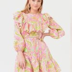 ALÉMAIS Marta Linen Ruffle Mini Dress, Size AUS 4 New w/Tag Pink Photo 1