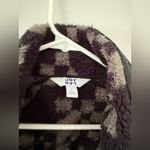 Joy Lab Oversized Checkered Loose Fit Fleece Cropped Jacket Black Green Size M L Photo 7