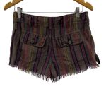 Free People Morning Rain High Waisted Linen Blend Cut Off Frayed Striped Shorts Photo 7