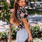 VICI GABLES FLORAL CROCHET PEPLUM TOP Photo 5