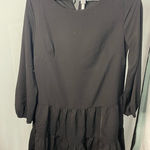 Molly Bracken Crewneck Long Puff Sleeve Black Mini Dress Medium Photo 0