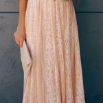 VICI Tan V-neck Short Sleeve Lace Maxi Dress Photo 0