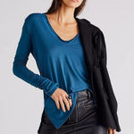 Free People WE THE  Fresh and Clean Blue Long Sleeve Shirt Photo 0