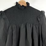 French Connection Black Long Sleeve Boza Crinkle Smocked Blouse XS NWT Photo 4