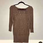 White House | Black Market Gray Embellished Sweater Tunic Small Studded Cozy Knit Photo 1