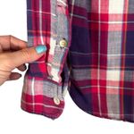 Roots Red Multicolor Plaid Cotton Long Sleeve Button Down Shirt Women Sz XS Photo 11